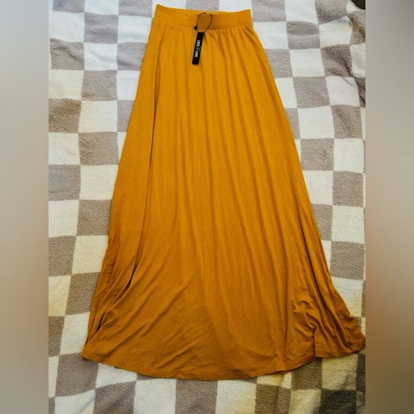 🍂 NWT | Lock & Love | Fall Mustard Amber Yellow Flowy Maxi Skirt XS - Picture 7 of 15
